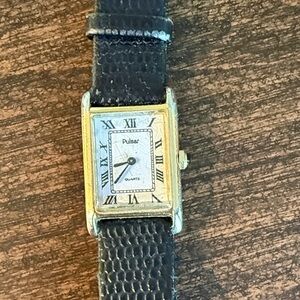 Pulsar Silver Dial Watch with Black Strap